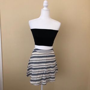 Striped linen skater skirt